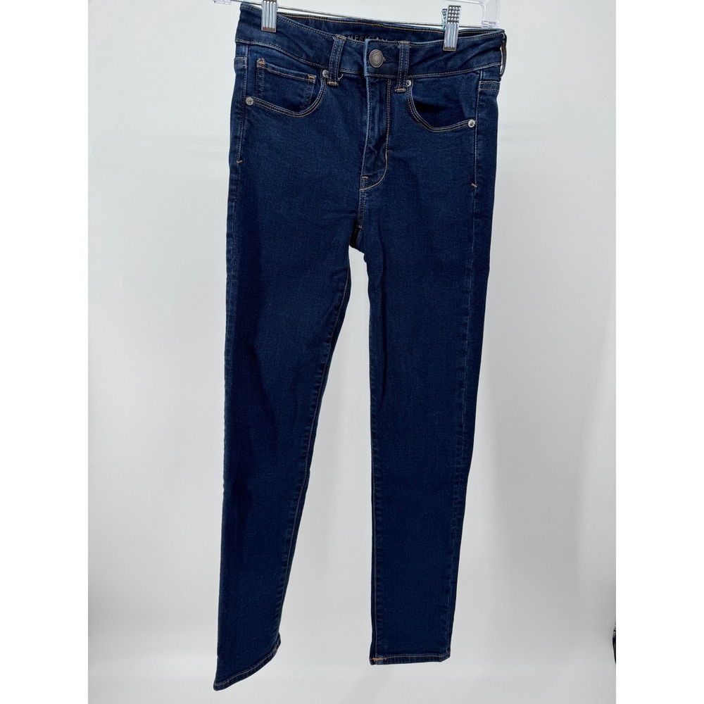 American Eagle Hi-Rise Skinny Jeans Womens 2 Short Dark‎ Indigo Super Stretch